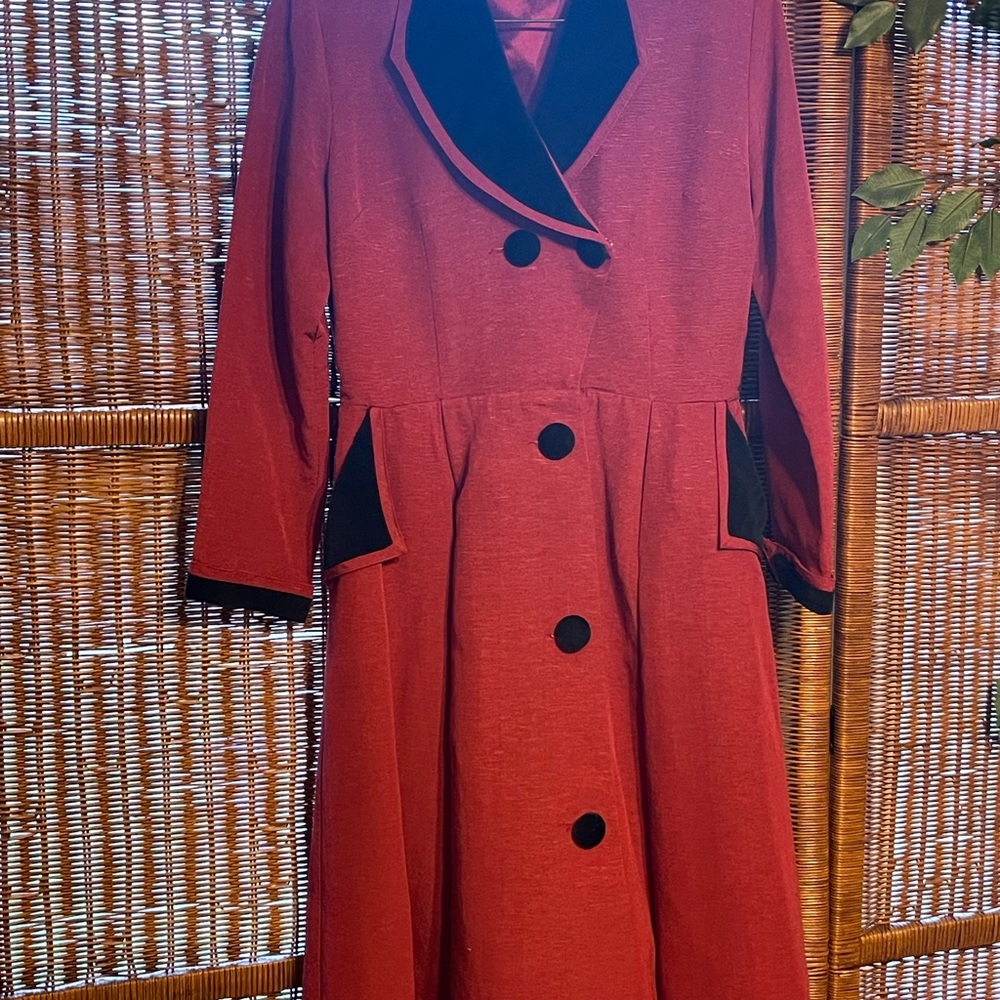 Trashy Diva Fontaine Coat Dress Red Rayon Velvet Size 12